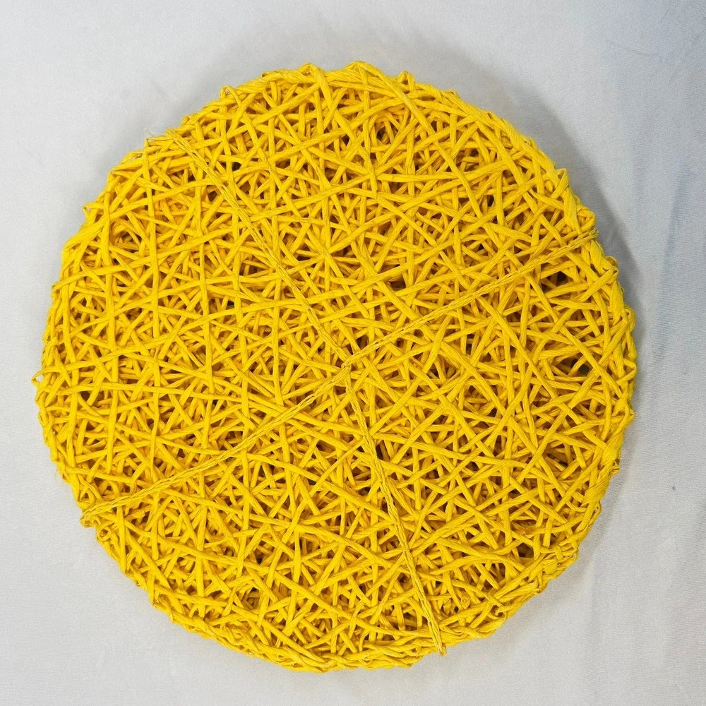 Sigrid Olsen Home Placemats Yellow Woven Paper Round Set of 8, 14.5